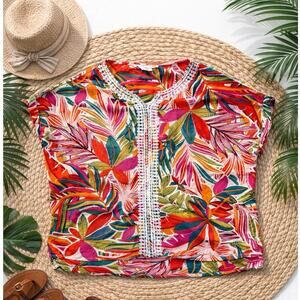 C&C California Tropical Print 100% Cotton Top Medium